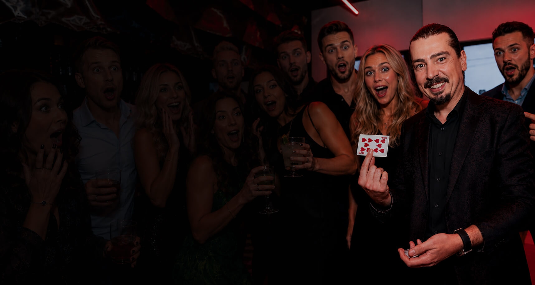Davit Ro performing close-up magic at a luxury Miami event