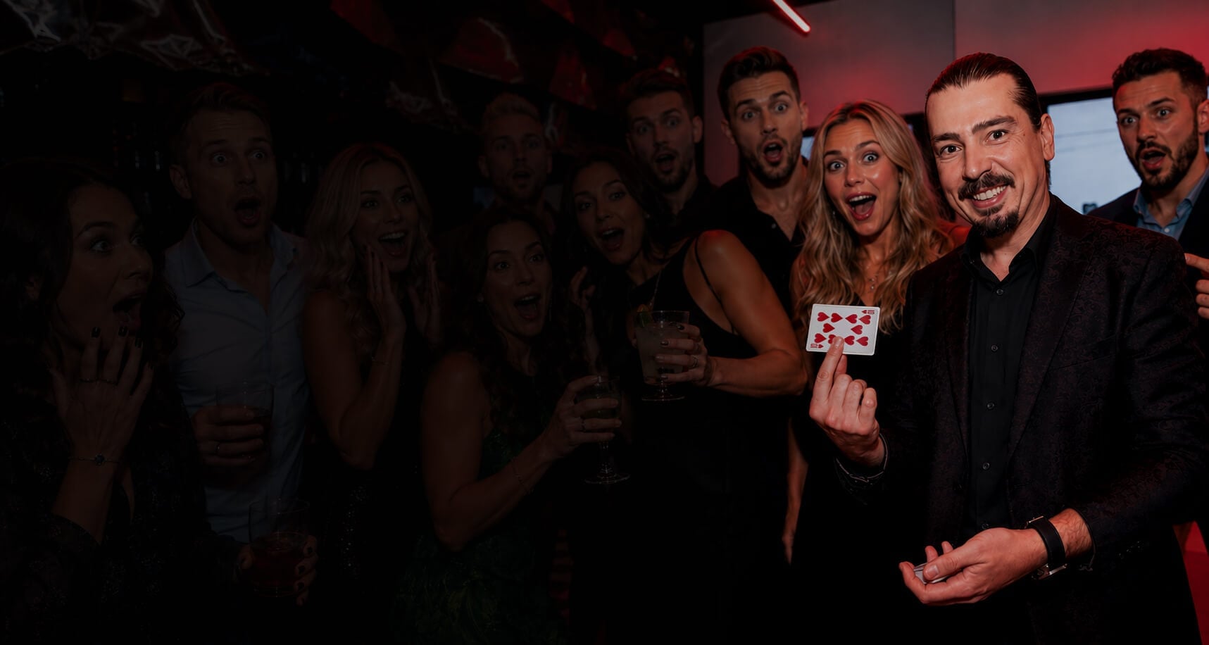 Davit Ro performing close-up magic at a luxury Miami event
